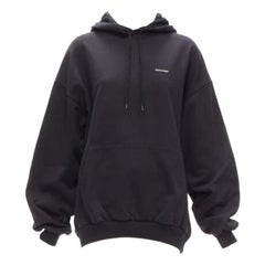 BALENCIAGA 2017 Archetype black cotton logo oversized hoodie XS
