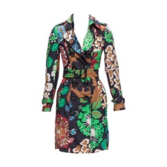 Burberry Prorsum Trench con stampa floreale tropicale in 100% seta UK2 XXS