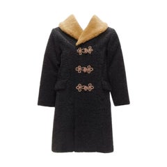 GUCCI KIDS black beige anchor knots faux shearling Teddy coat 8Y
