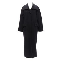 MAX MARA Manteau long à col large en laine vierge noire cashmere IT42 M