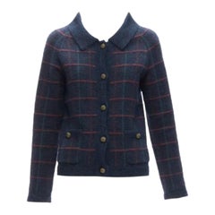 CHANEL 13A Edinburgh green plaid cashmere boucle gripoix buttons jacket FR36 S