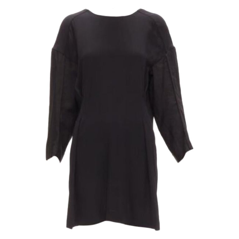 MARNI black grey contrast cutout armhole bateau tie back mini dress IT38 XS For Sale
