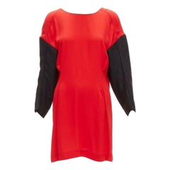 MARNI red black contrast cutout armhole bateau tie back mini dress IT38 XS