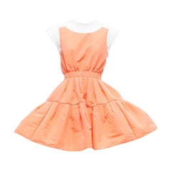 ALEXANDER MCQUEEN apricot taffeta Tromp Loeil cotton tank  flared dress IT38 XS