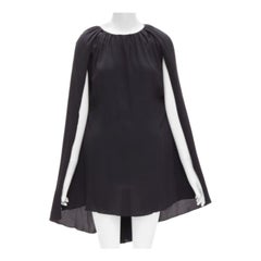 MARNI black acetate silk cape sleeve crew neck mini dress IT40 S