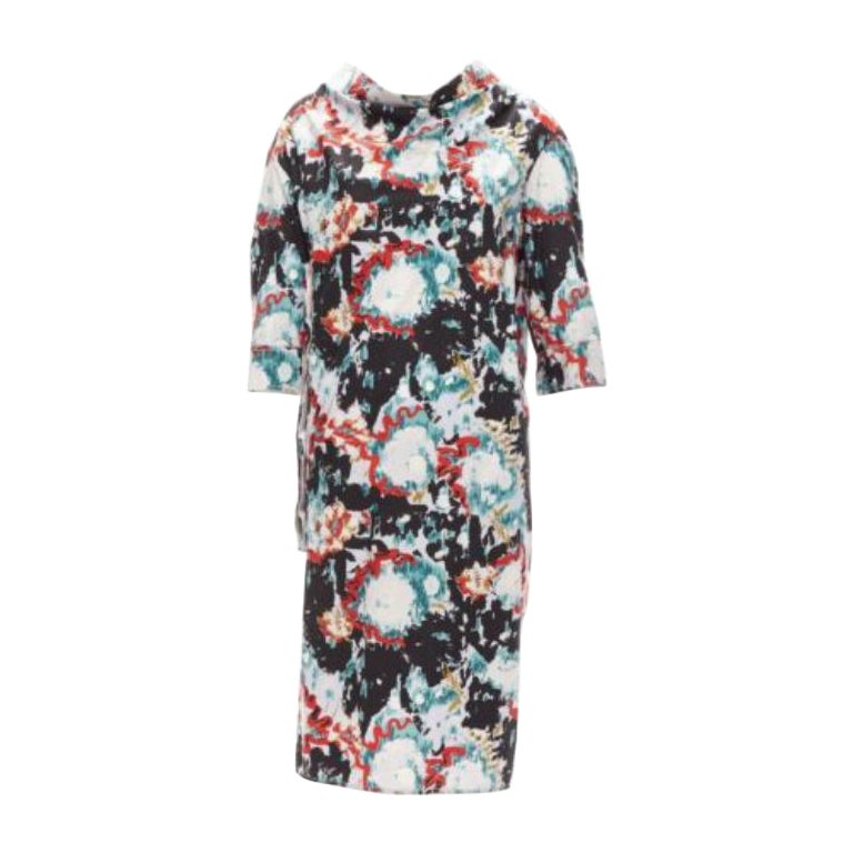 MARNI graphic splash paint print cotton oriental cut dress IT36 XS For Sale