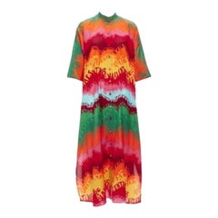 VALAENTINO GARAVANI Waves rainbow logo print silk cotton kaftan dress IT36 XS