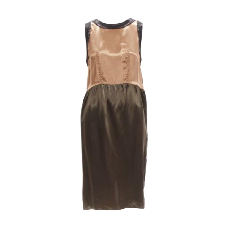 MARNI 2011 bronze brown satin colorblocked sleeveless dress IT40 S For Sale