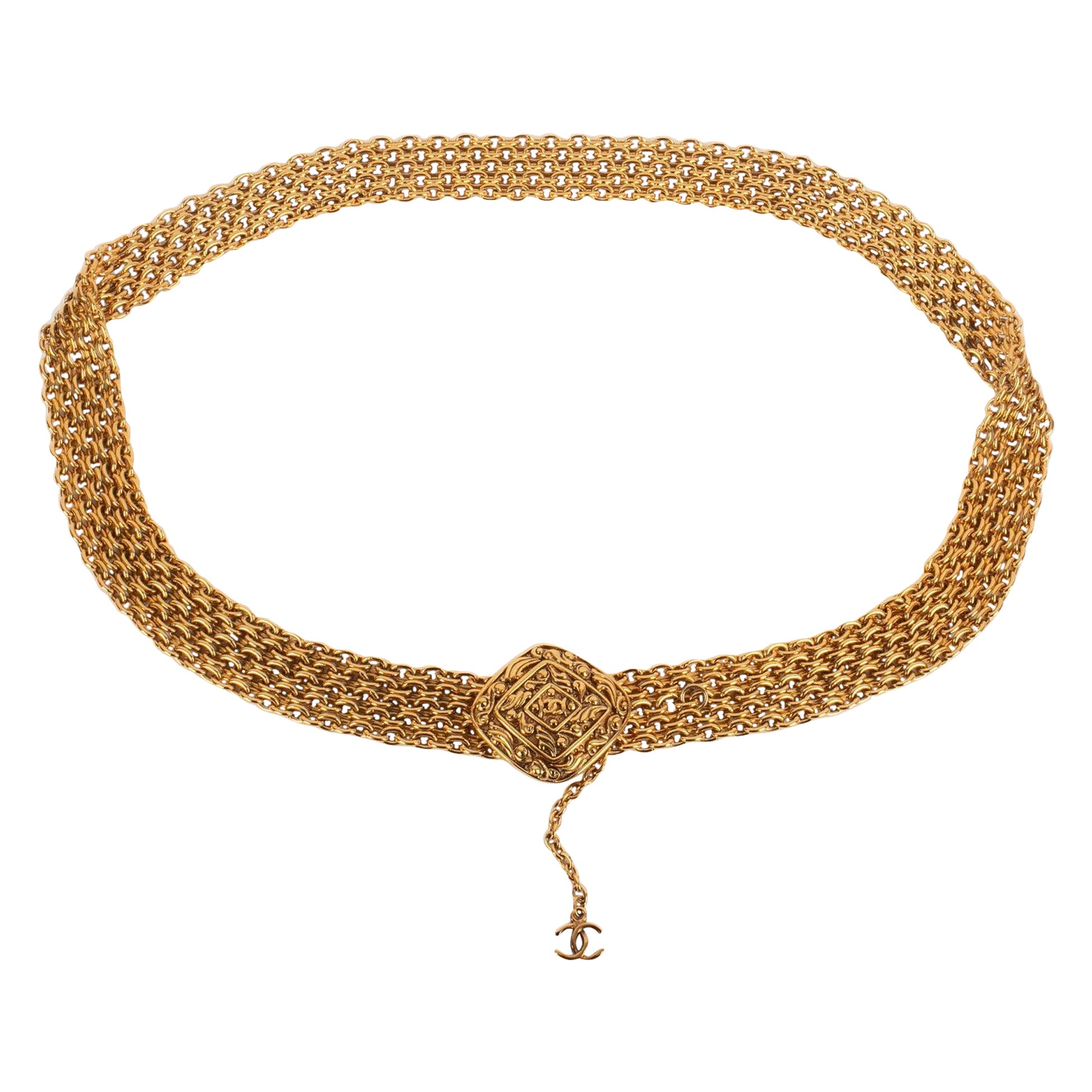 Chanel Golden Metal Chain Belt, 1980s For Sale