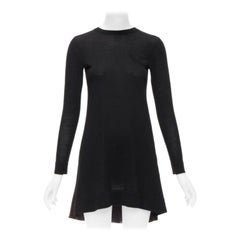 SACAI LUCK vestido jersey acampanado de satén con pliegues invertidos en la espalda de lana negra JP1 S