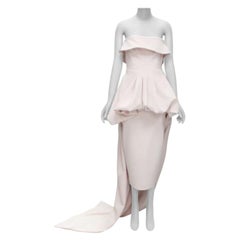 MATICEVSKI 2022 Situazione off white senza spalline top peplum gonna abito AUS10 M