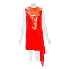 Calvin Klein 205W39NYC Raf Simons abito rosso con orlo drappeggiato e paillettes S. Simon 4