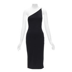 GUCCI Tom ford Vintage Schwarzes Bodycon-Kleid mit Lederriemen und G-Schnalle aus Jersey S
