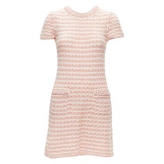 CHANEL Karl Lagerfeld 18P rosa boucle plástico resina cadena adorno vestido FR38 M