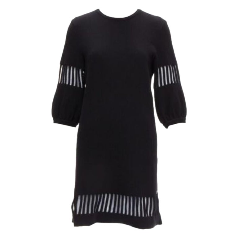 CHANEL 2017 black wool angora cut out silver lurex sweater dress FR38 M For Sale