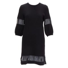CHANEL 2017 negro lana angora recortado plata lurex suéter vestido FR38 M