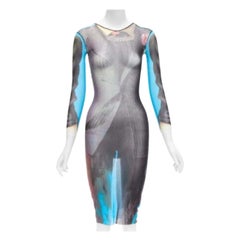 rare JEAN PAUL GAULTIER MAILLE 1997 Vintage Runway tromp loeil body sheer dress