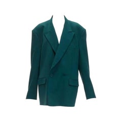 VETEMENTS 2019 forest green logo patch back oversized double-breasted blazer XS