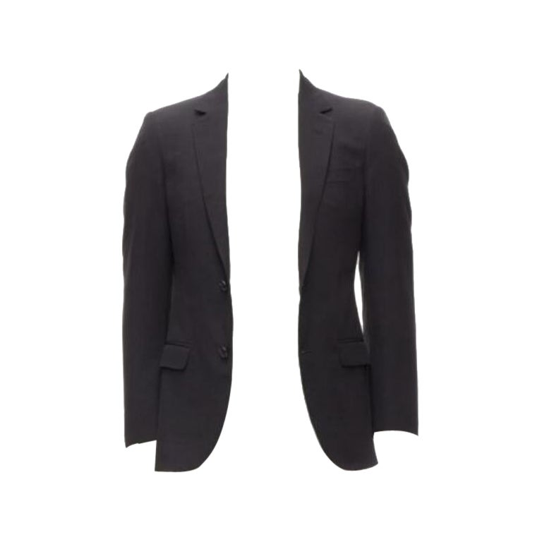 LANVIN black waffle low shine single breast minimal suit blazer EU44 XS