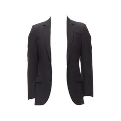 LANVIN black waffle low shine single breast minimal suit blazer EU44 XS