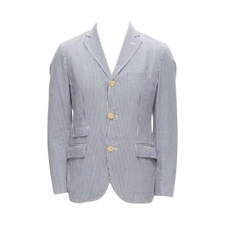 JUNYA WATANABE MAN 2013 blue white striped seersucker cotton blazer jacket S