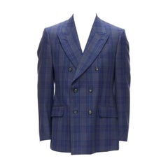 Blazer ALEXANDER MCQUEEN 2014 à carreaux bleu marine à double boutonnage IT48 M