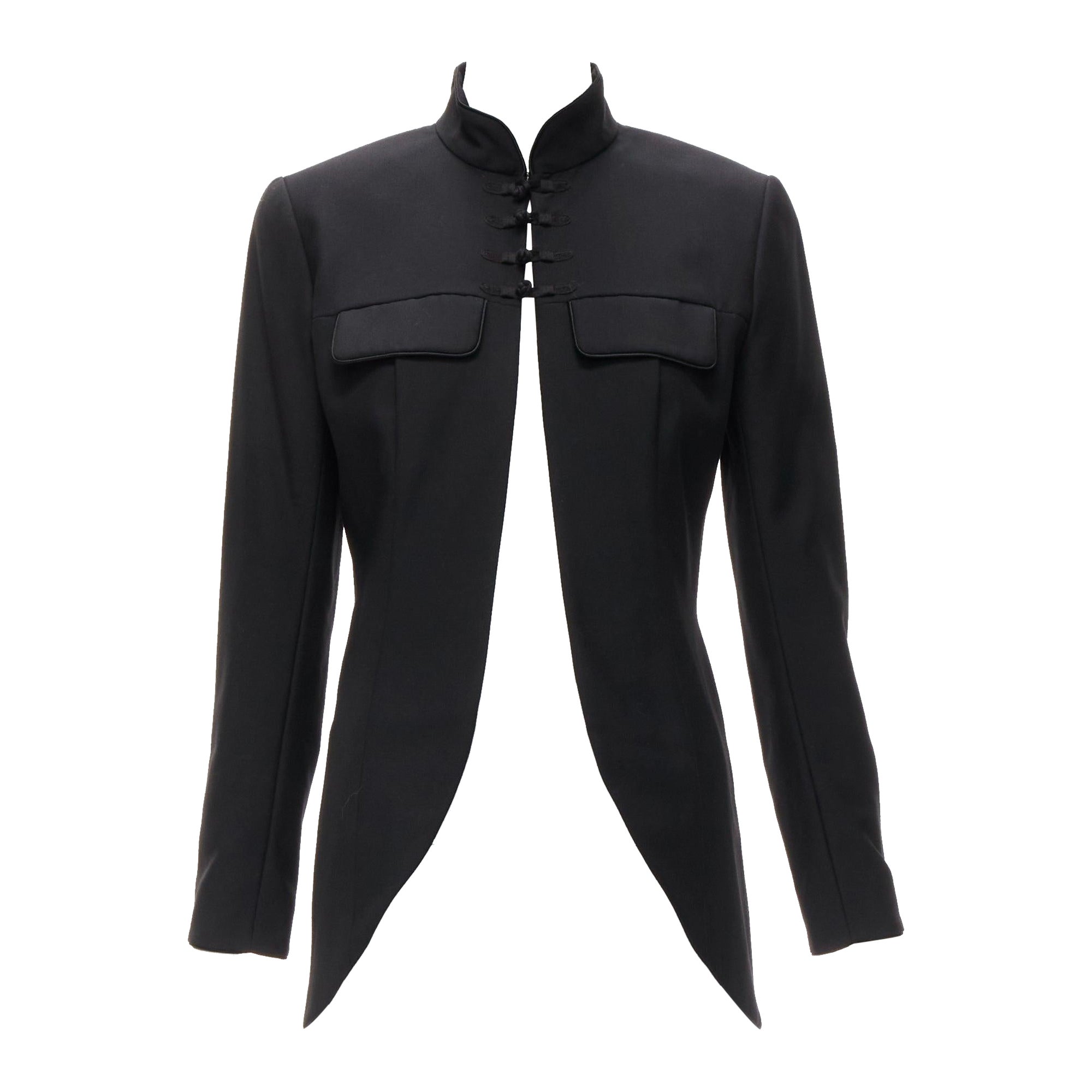 CHRISTIAN DIOR John Galliano 1999 Runway black Mao Mandarin collar jacket FR38 M