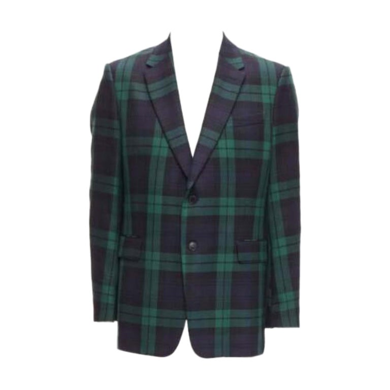 VALENTINO 100% virgin wool green blue check  preppy schoolboy blazer IT50 L