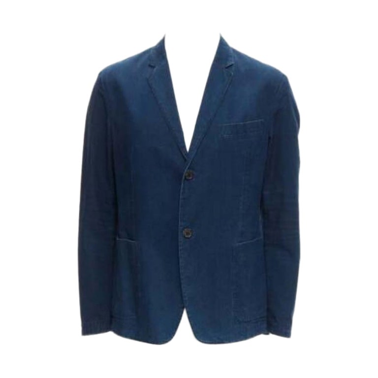 PRADA 2013 dark blue cotton denim minimal single breast blazer jacket IT50 L For Sale