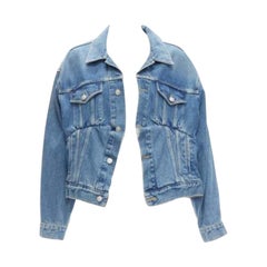 BALENCIAGA 2017 Laufsteg Blaue denim Swing rekonstruierte Kurze Jacke FR36 S
