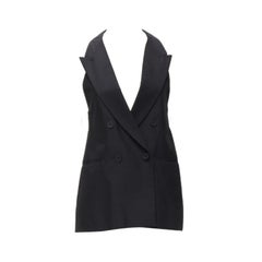 STELLA MCCARTNEY 100% schwarzes doppelreihiges Tux-Top aus Seide mit Neckholder IT36 XXS