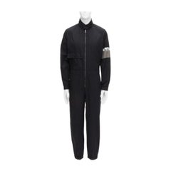 rare PRADA 2018 white comics eye logo rubber patch black cotton jumpsuit IT48 M