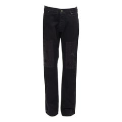 CALVIN KLEIN 205W39NYC Raf Simons black distressed satin patch washed jeans 31"