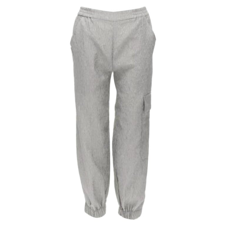 CECILIE BAHNSEN Jackson grey matelasse cloque cargo track pants UK6 XS For Sale