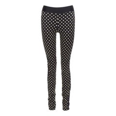 EMANUEL UNGARO schwarz-weiß gepunktet braun mit Leopardenmuster aufgenäht Leggings S