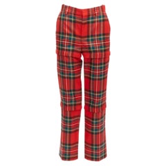 Balenciaga 2017 Pantaloni con cerniera staccabile rosso verde punk a quadri FR34 XS