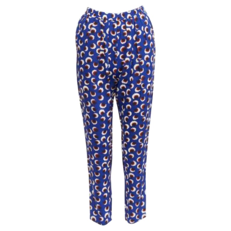 STELLA MCCARTNEY 2014 blue floral 100% silk elasticated waist pants IT36 XXS