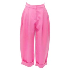 NATASHA ZINKO pink 100% wool high waist pleated front wide leg pants FR34 XS