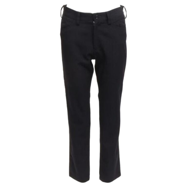 Y'S YOHJI YAMAMOTO wool black insert panels white topstitch tapered pants JP2 M