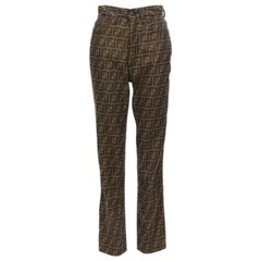 FENDI Vintage FF Zucca monogram high waisted straight leg pants 29"
