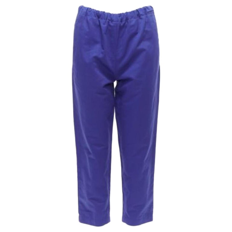 MARNI Pantalon court à cordon minimaliste en coton et lin bleu cobalt