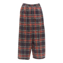 COMME DES GARCONS Tricot 2019 tartan print tromp loeil drop crotch wide pants S