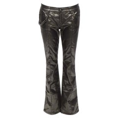 Gucci Vintage oro canna di fucile, pantaloni a zampa d'elefante con catena IT42 M.