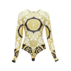 VERSACE 2018 Tribute gold Medusa Barocco Langarm-Bodysuit Oberteil IT38 XS