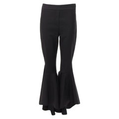 ELLERY black virgin wool blend cropped cascared flared pants US8 L