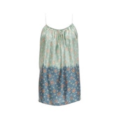DRIES VAN NOTEN 100% silk green blue floral tie die slip vest top M