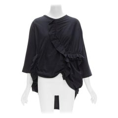 Marni nero 100% cotone con ruches arricciate e maniche a 3/4, top boxy IT36 XS