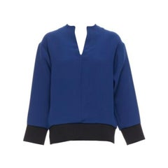 MARNI azul Cuello en V de canalé en contraste Top de manga larga IT36 XS