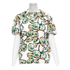 MARNI green orange floral print drawstring loop toggle shirt IT40 S