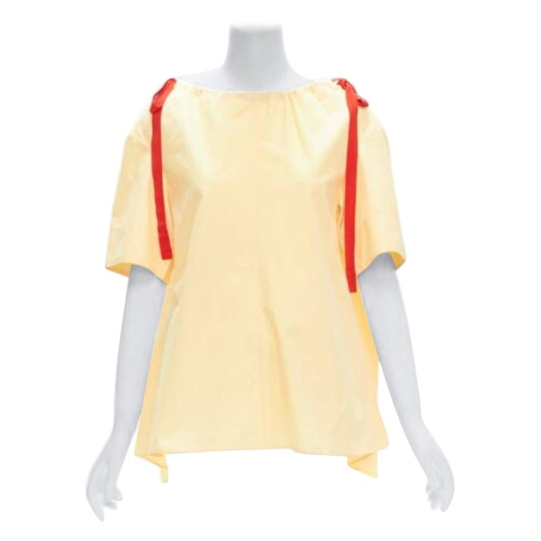MARNI amarillo 100% algodón rojo cuello con cordón top trapecio acampanado IT36 XXS en venta